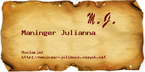 Maninger Julianna névjegykártya